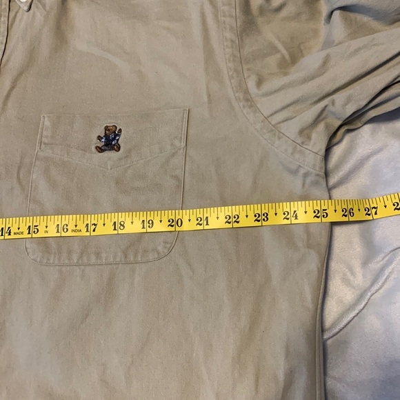 Ralph Lauren size large khaki chest pocket long sleeve cotton button down bear - Picture 4 of 7